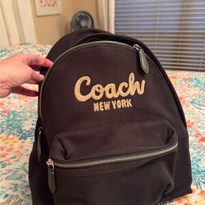 Authentic Coach Black Backpack with Gold Logo with authenticity attached